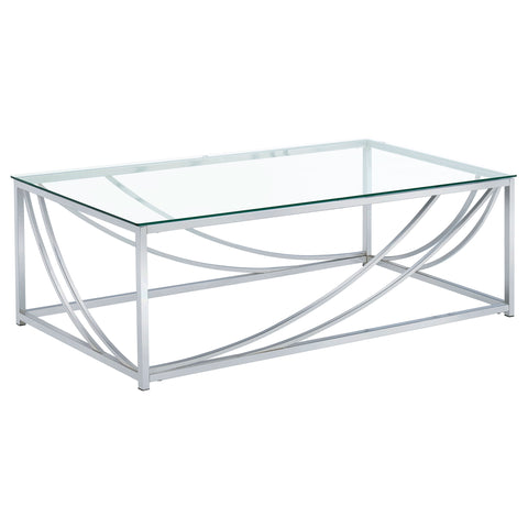 Gretchen Rectangular Glass Top Coffee Table ChromeChrome