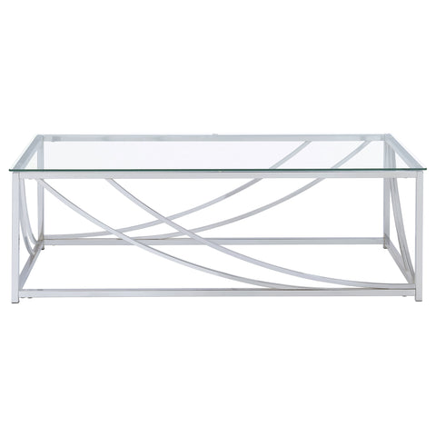 Gretchen Rectangular Glass Top Coffee Table ChromeChrome