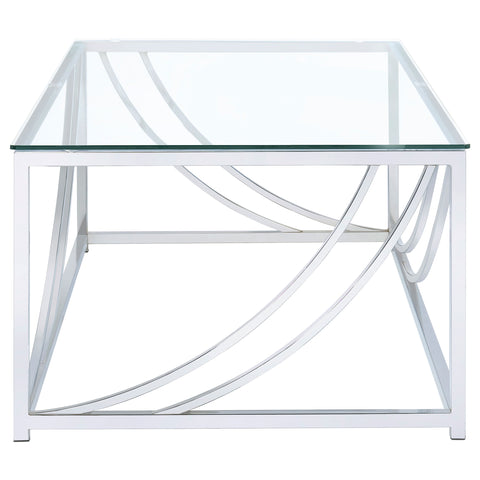 Gretchen Rectangular Glass Top Coffee Table ChromeChrome