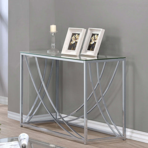 Gretchen Glass Top Entryway Sofa Console Table Accents ChromeChrome