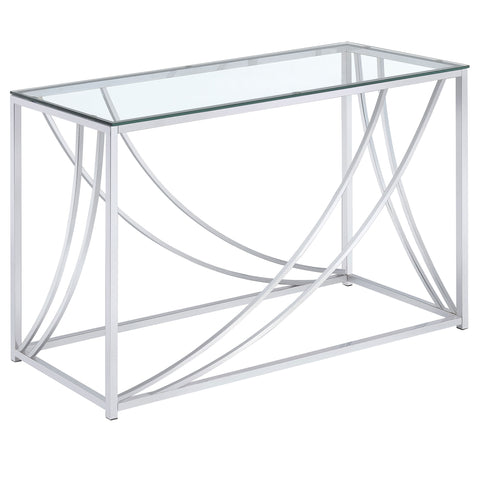 Gretchen Glass Top Entryway Sofa Console Table Accents ChromeChrome