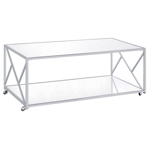Oakdale 3-piece Occasional Table Set Clear Mirror and ChromeChrome