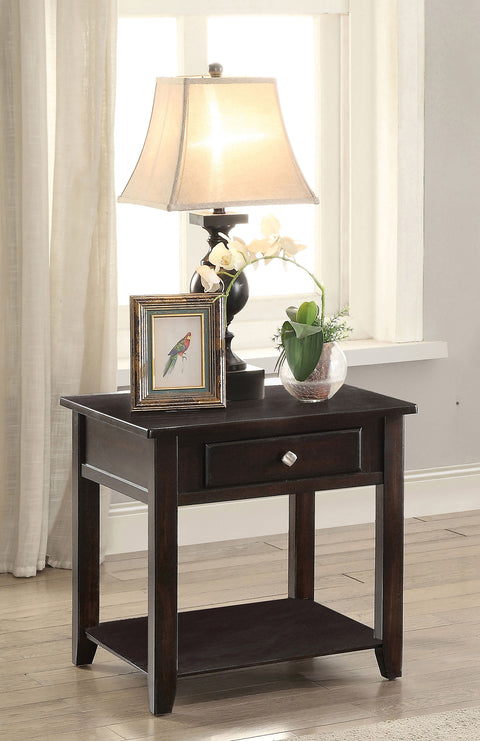 Dolman 1-drawer Square Wood End Table WalnutWalnut