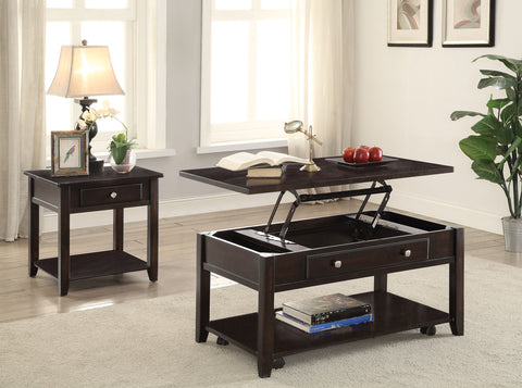 Edgeworth 2-piece Lift Top Coffee and End Table Set Walnut