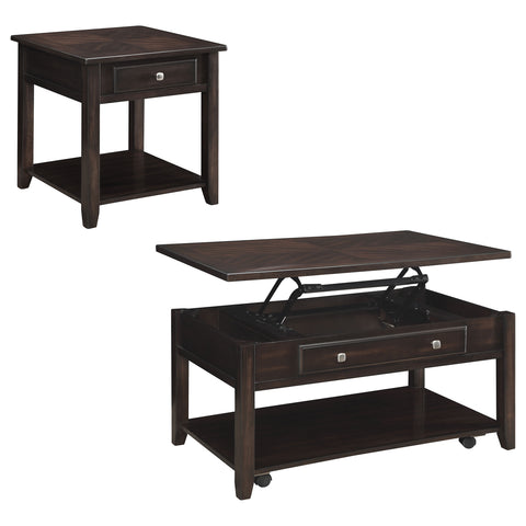 Edgeworth 2-piece Lift Top Coffee and End Table Set Walnut