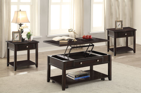 Edgeworth 3-piece Lift Top Coffee and End Table Set Walnut