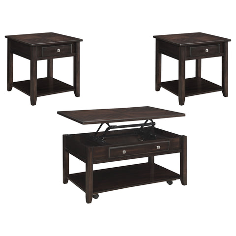 Edgeworth 3-piece Lift Top Coffee and End Table Set Walnut