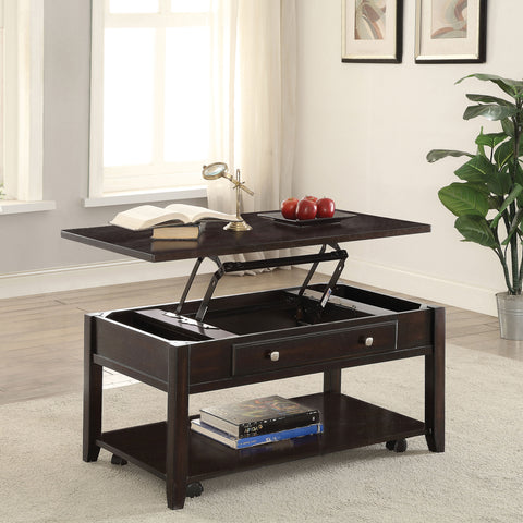 Dolman Rectangular Wood Lift Top Coffee Table WalnutWalnut
