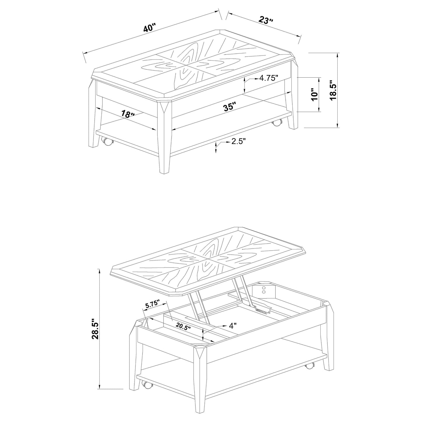 lift top coffee table