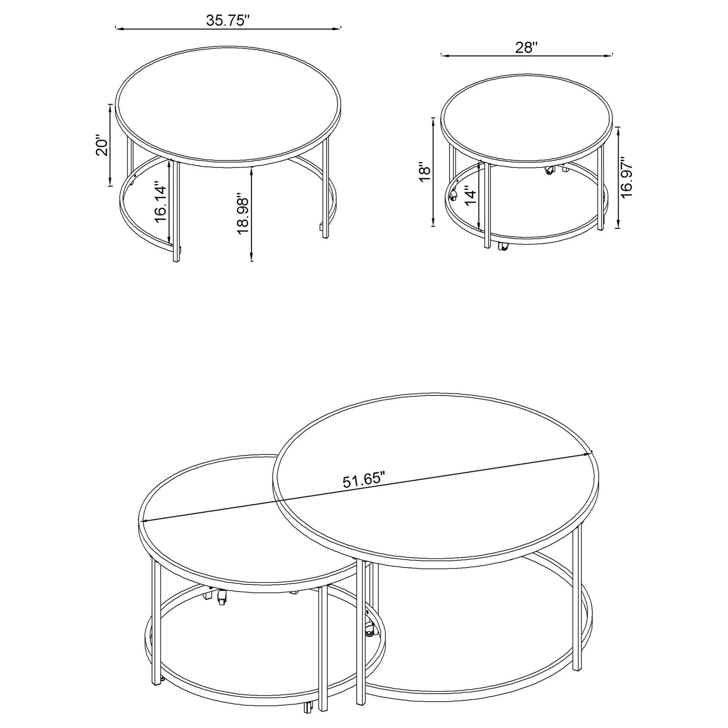 2 pc nesting coffee table