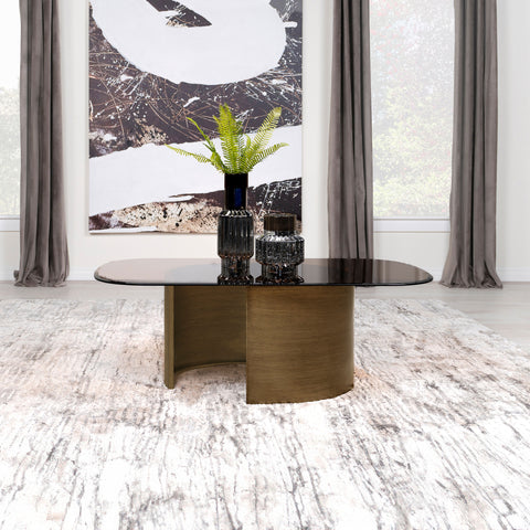 Pala Rectangular Tawny Glass Coffee Table Brushed BronzeBrushed Bronze