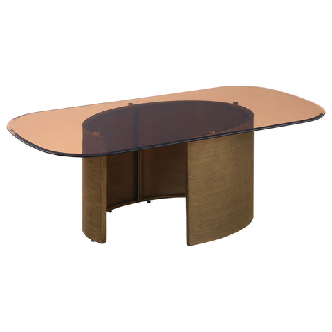 Pala Rectangular Tawny Glass Coffee Table Brushed BronzeBrushed Bronze