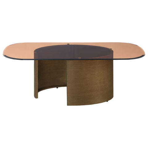 Pala Rectangular Tawny Glass Coffee Table Brushed BronzeBrushed Bronze