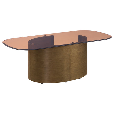 Pala Rectangular Tawny Glass Coffee Table Brushed BronzeBrushed Bronze