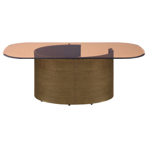 Pala Rectangular Tawny Glass Coffee Table Brushed BronzeBrushed Bronze