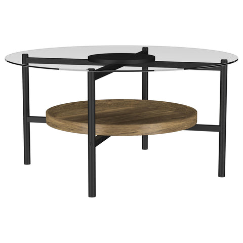 Pilar 2-piece Round Coffee and End Table Set Brown