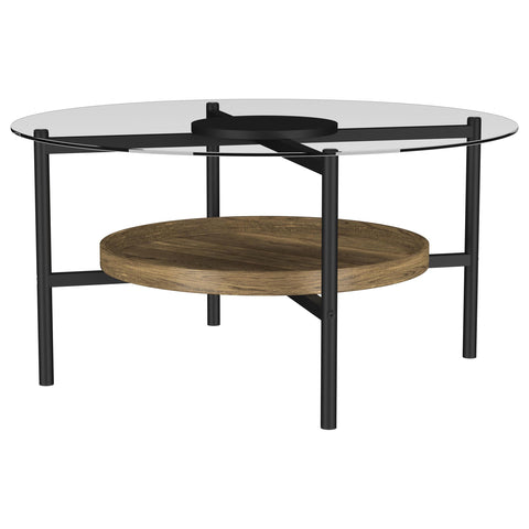 Pilar 2-piece Round Coffee and End Table Set Brown