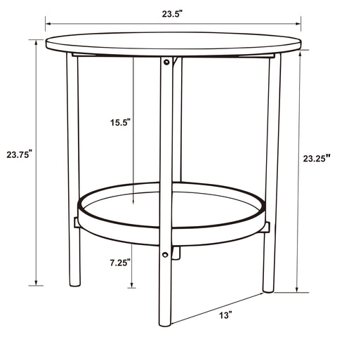 Pilar 2-piece Round Coffee and End Table Set Brown