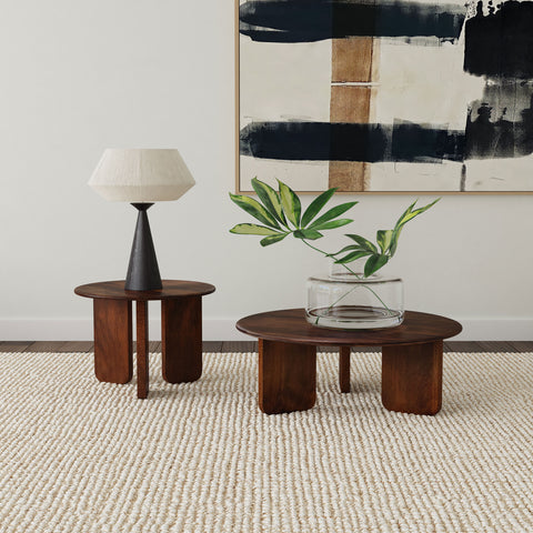 Costner 2-piece Solid Wood Coffee and End Table Set Brown