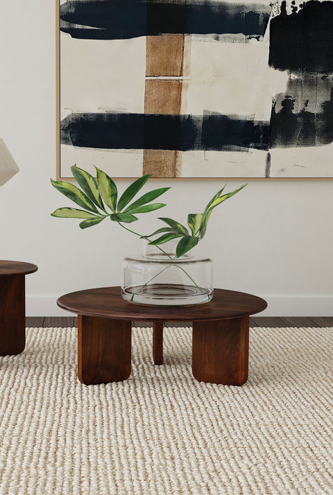 Stevens Round Solid Mango Wood Coffee Table BrownBrown
