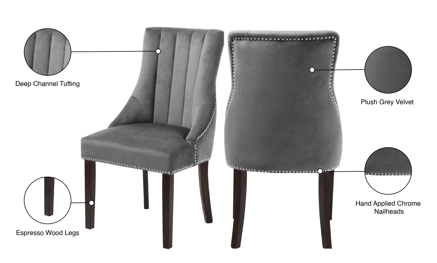 ghost grey velvet dining chair c