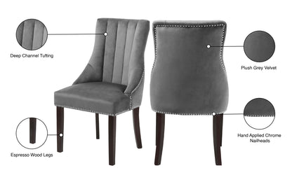 Ghost Grey Velvet Dining Chair C