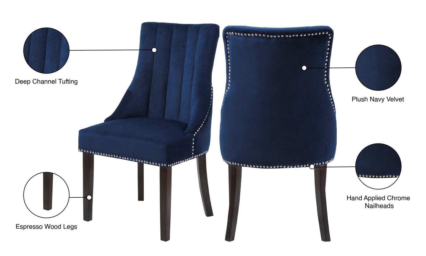 ghost navy velvet dining chair c