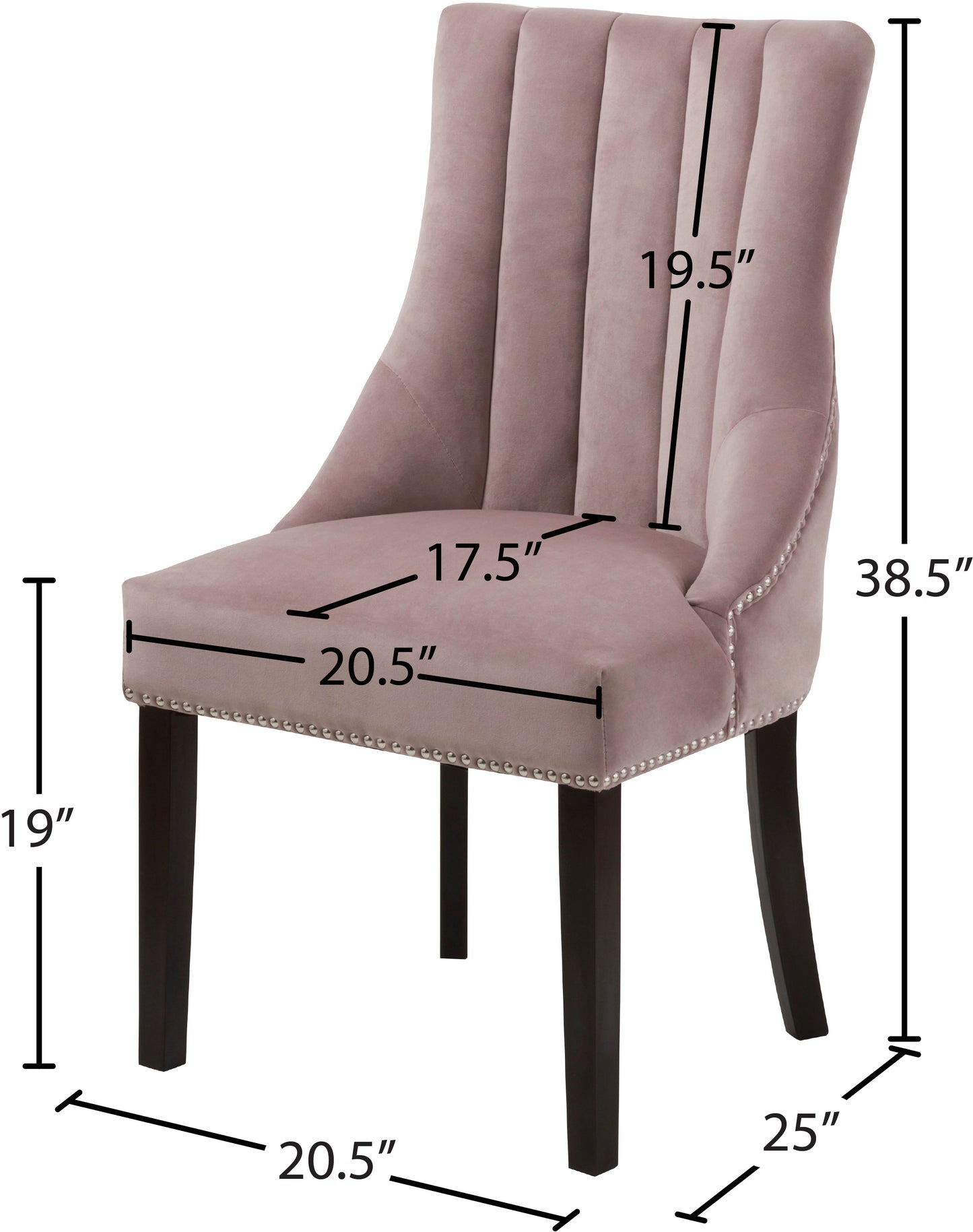 ghost pink velvet dining chair c