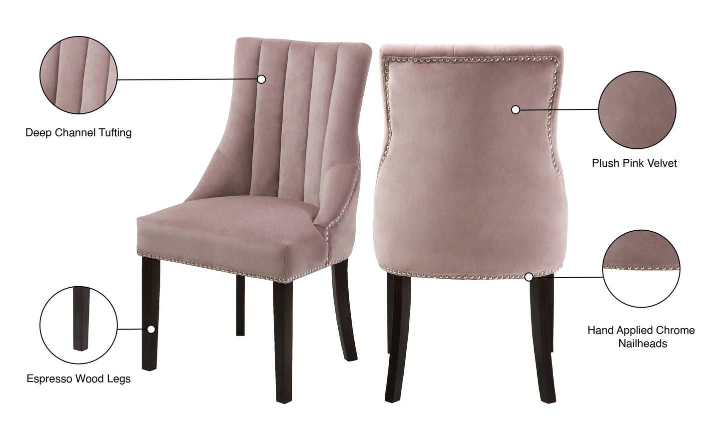 ghost pink velvet dining chair c