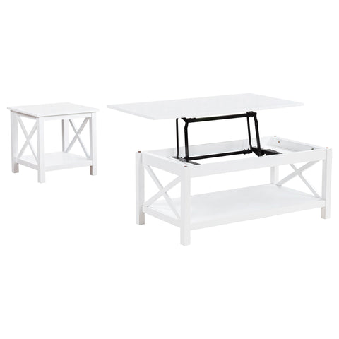 Arielle 2-piece Rectangular Lift Top Coffee Table Set White