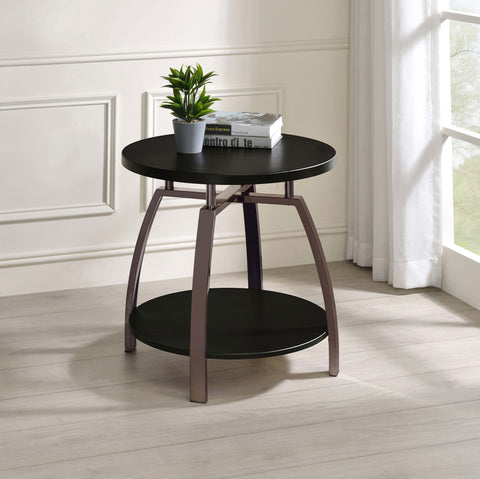 Diego Round Engineered Wood Top Side End Table Dark GreyDark Charcoal