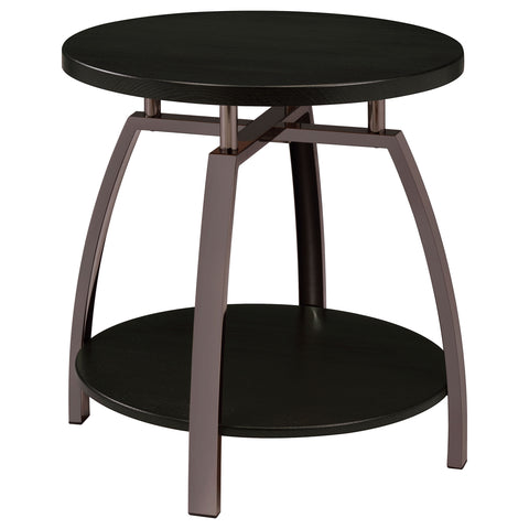 Diego Round Engineered Wood Top Side End Table Dark GreyDark Charcoal