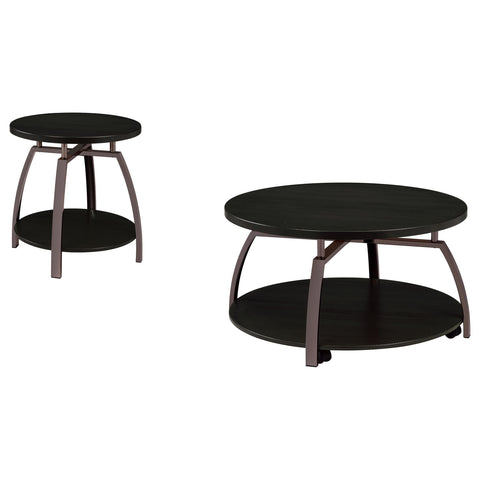 Cappola 2-piece Round Coffee and End Table Set Dark Charcoal