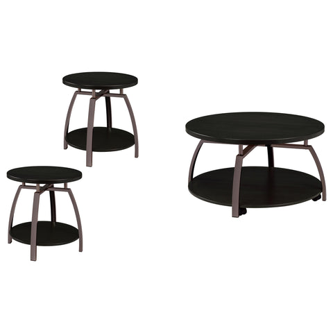 Cappola 3-piece Round Coffee and End Table Set Dark Charcoal