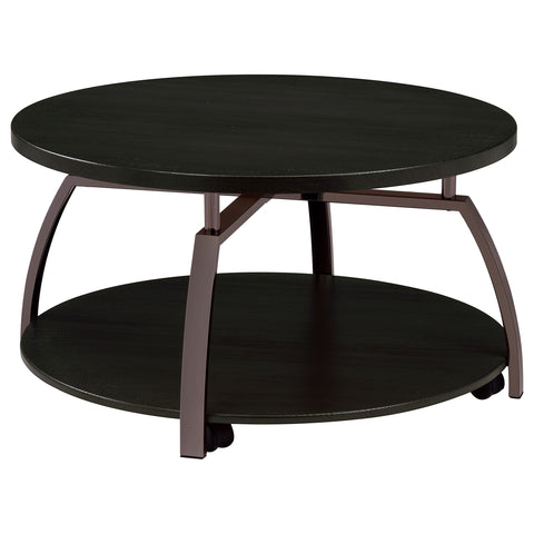 Diego Round Engineered Wood Top Coffee Table Dark GreyDark Charcoal