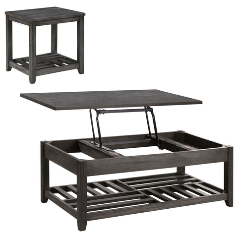 Slater 2-piece Lift Top Coffee and End Table Set Grey