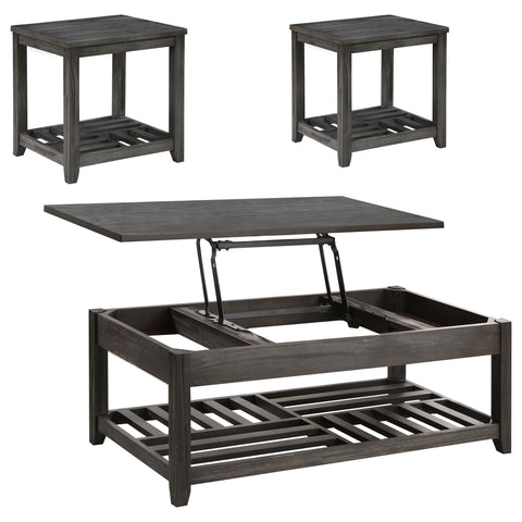 Slater 3-piece Lift Top Coffee and End Table Set Grey