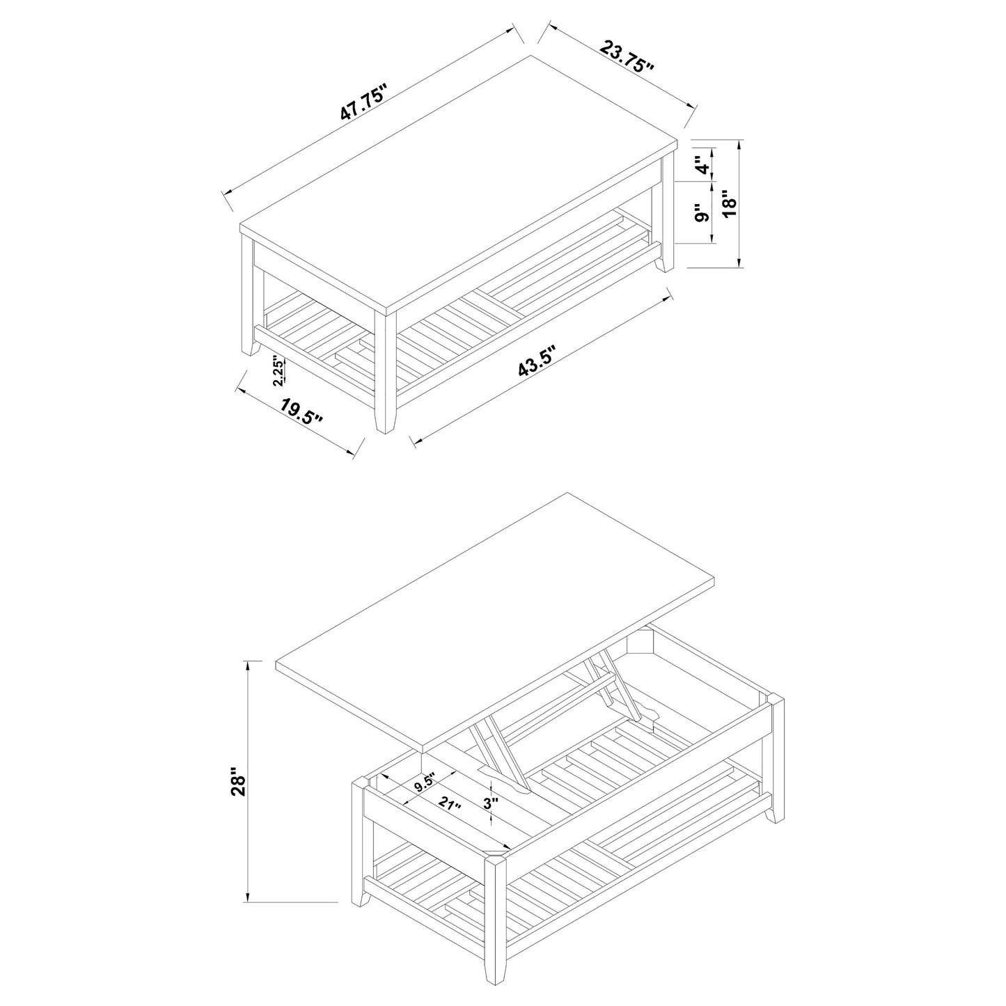 lift top coffee table