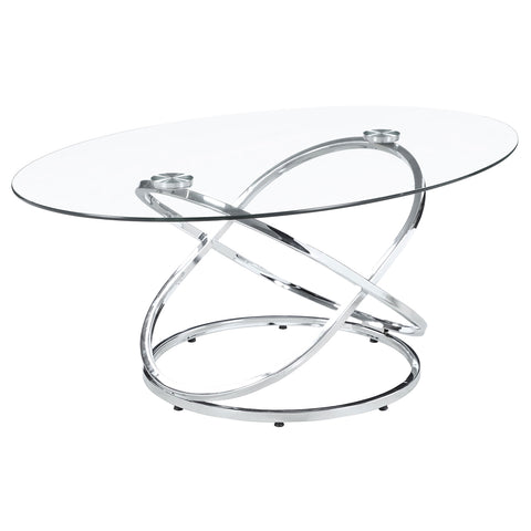 Getler 3-piece Oval Glass Top Coffee Table Set ChromeChrome