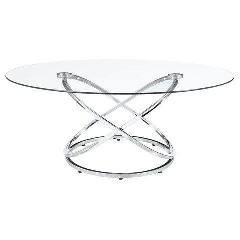 Getler 3-piece Oval Glass Top Coffee Table Set ChromeChrome