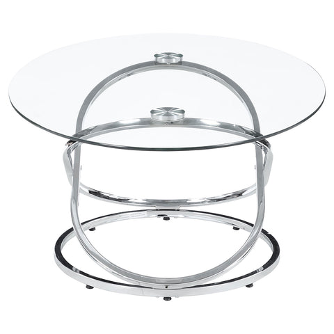 Getler 3-piece Oval Glass Top Coffee Table Set ChromeChrome