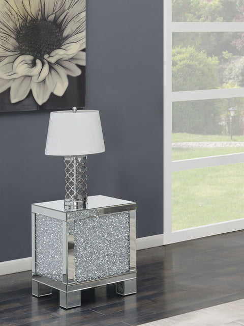 Irving Rectangular Mirrored Acrylic Side End Table SilverMirror