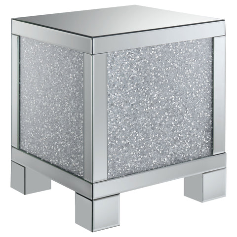 Irving Rectangular Mirrored Acrylic Side End Table SilverMirror
