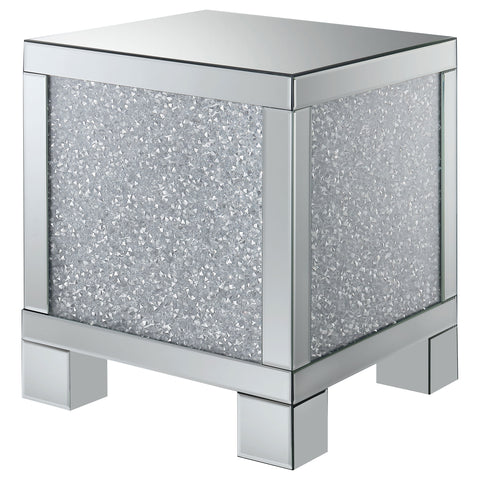 Irving Rectangular Mirrored Acrylic Side End Table SilverMirror
