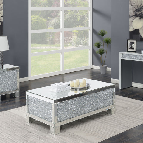 Irving Rectangular Mirrored Acrylic Coffee Table SilverMirror
