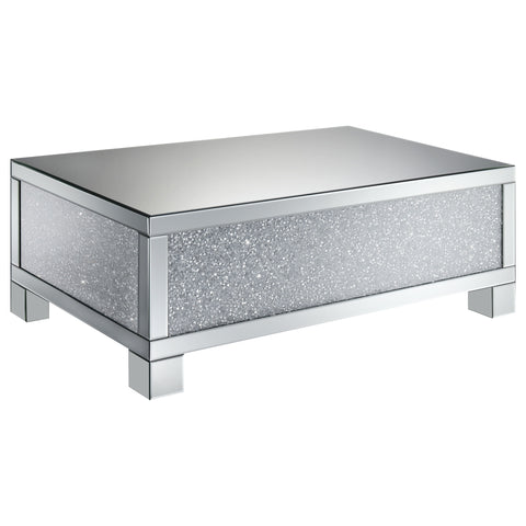 Irving Rectangular Mirrored Acrylic Coffee Table SilverMirror
