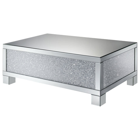 Irving Rectangular Mirrored Acrylic Coffee Table SilverMirror