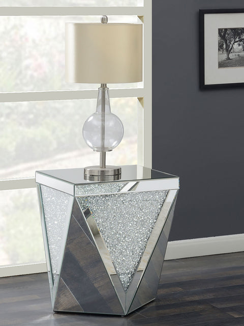Brixey Square Mirrored Acrylic Crystal Side End Table SilverMirror