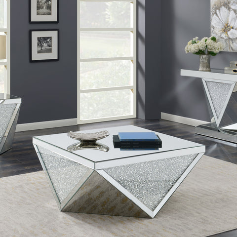 Brixey Square Mirrored Acrylic Crystal Coffee Table SilverMirror