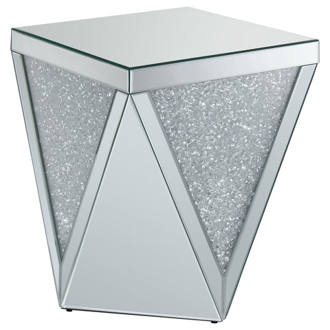 Brixey Square Mirrored Acrylic Crystal Side End Table SilverMirror